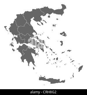 Political map of Greece with the several states. Stock Photo