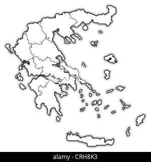 Political map of Greece with the several states. Stock Photo