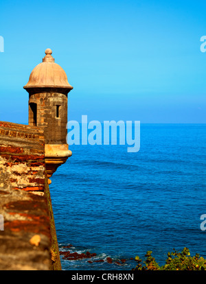 Sentry Box at Castillo de San Cristobal, a historic Spanish colonial fortress in San Juan, Puerto Rico Stock Photo