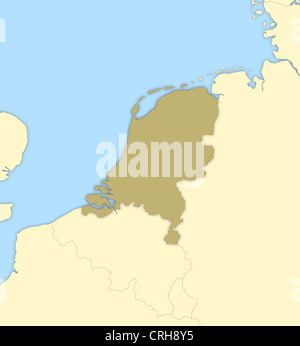 Political map of Netherlands with the several states. Stock Photo