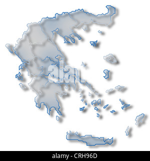 Political map of Greece with the several states. Stock Photo