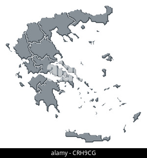 Political map of Greece with the several states. Stock Photo