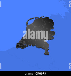 Political map of Netherlands with the several states. Stock Photo