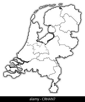 Political map of Netherlands with the several states. Stock Photo