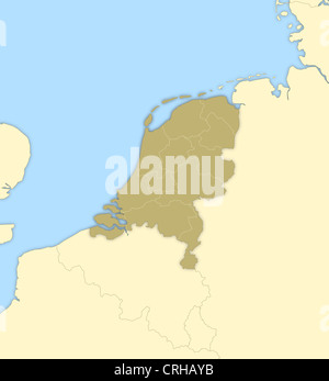 Political map of Netherlands with the several states. Stock Photo