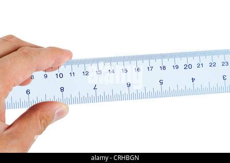 Plastic transparent Ruler with white background Stock Photo