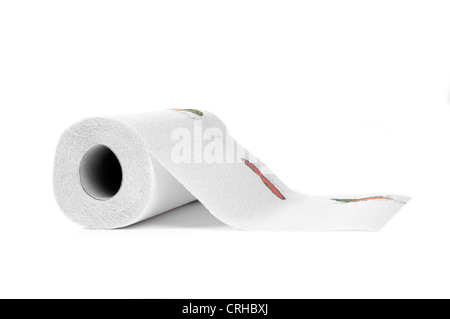 paper towel roll on white background Stock Photo