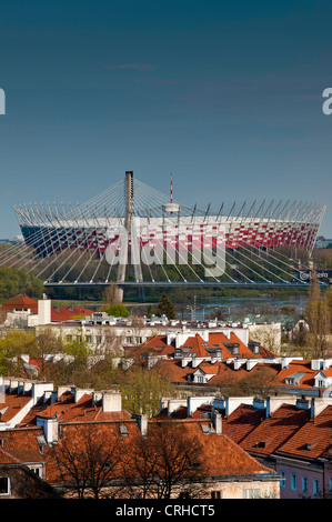 View of National Stadium and rooftops, Warsaw, Poland Stock Photo