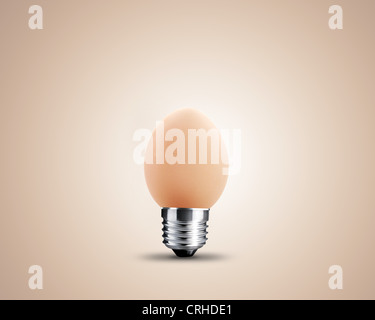 light bulb made from egg, light bulb conceptual Image. Stock Photo