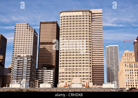 Seattle waterfront and skyline in sunny day Stock Photo