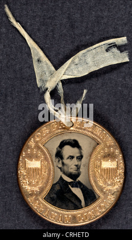 For president Abraham Lincoln - For vice president Andrew Johnson (1864 USA presidential campaign button) Stock Photo