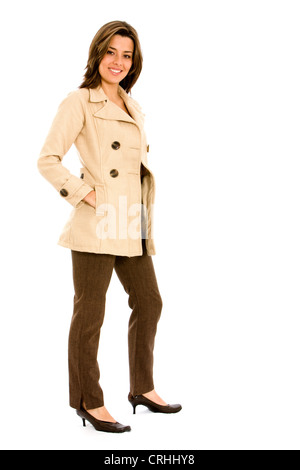 elegant young businesswoman standing with her hands in the pockets Stock Photo