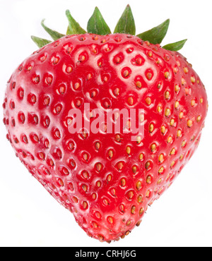 Appetizing one strawberry. Isolated on a white background. Stock Photo