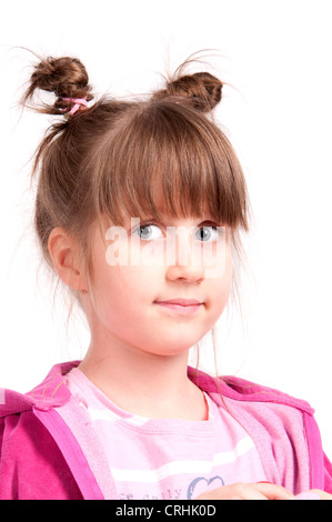 Little girl smiling. Isolated on white. Stock Photo