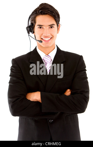 young business man with headset Stock Photo