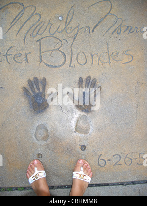 footprints and fingerprints of Marilyn Monroe at Hollywood Boulevard, USA, California, Hollywood, Los Angeles Stock Photo