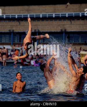 Berlin, Germany, Bathers in Berlin Wannsee Stock Photo