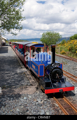 mull rail steam locomotive victoria with wagons, United Kingdom, Scotland, Isle of Mull Stock Photo