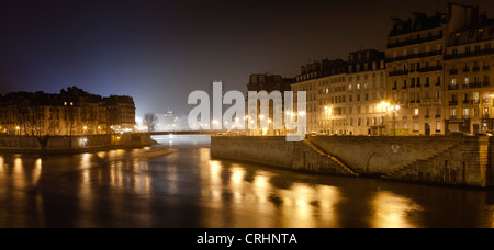 France, Paris, Seine River at night Stock Photo