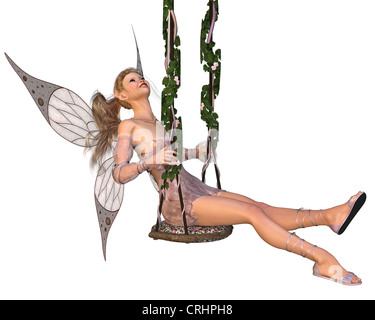 Pretty Pink Fairy on a Swing Stock Photo