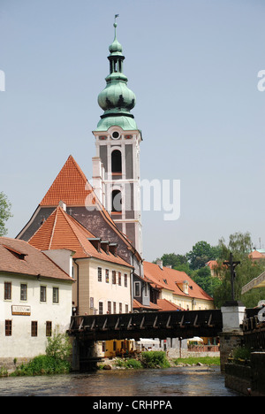 church in Krumau, Czech Republic, South Bohemian Region, Krumau Stock Photo
