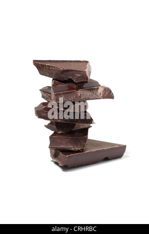 A stack of broken organic dark chocolate Stock Photo - Alamy