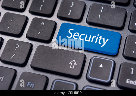 internet security for computer, with message on enter key of keyboard. Stock Photo
