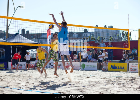 Beach volleyball tournament at Great Yarmouth Stock Photo