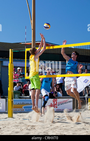 Beach volleyball tournament at Great Yarmouth Stock Photo