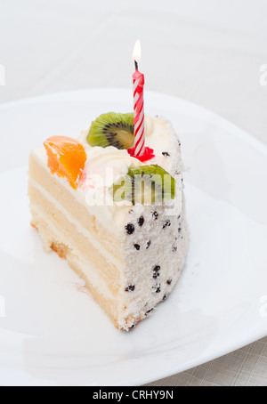 pie of torte with light on plate Stock Photo