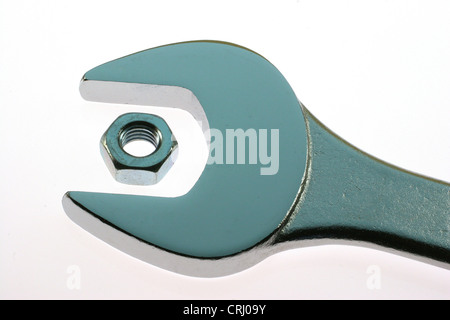 screw wrench with to small nut Stock Photo