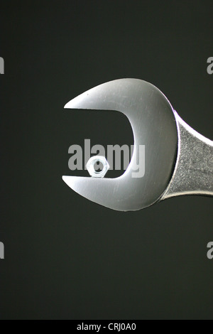 screw wrench with to small nut Stock Photo