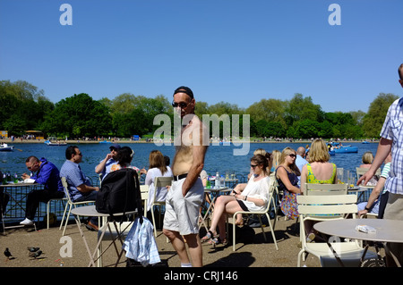 A summers day by The Serpentine lake in Hyde Park, London UK Stock Photo