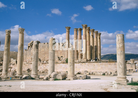 ruins of the temple of Artemis in ancient city of Jerash, Jordan, Jerash Stock Photo