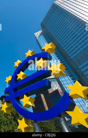 Euro sign at EUB, European Central Bank, Germany, Hesse, Frankfurt am Main Stock Photo