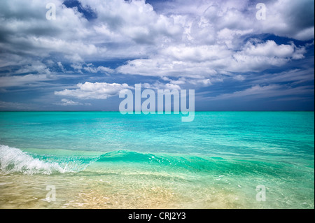 Waves on Pine Cay. Turks and Caicos. Stock Photo