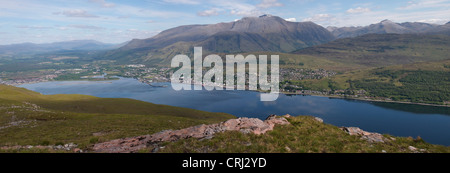 Ben Nevis, Fort William and Loch Linhe from Meall an t-Slamain, Ardgour, Scotland Stock Photo