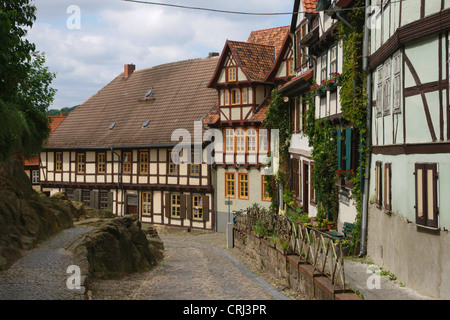 alley at the Schlossberg, Germany, Saxony-Anhalt, Harz, Quedlinburg Stock Photo