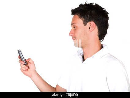 casual guy sending an sms Stock Photo