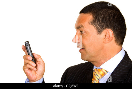 business guy sending an sms Stock Photo