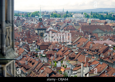 view over the roofs of the city with landmark Zytglogge tower, Switzerland, Berne, Berne Stock Photo