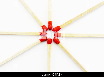 Matchsticks on white background Stock Photo