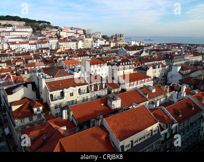 view over the quarters Baixa and Alfama, Portugal, Lisbon, Lisbon Stock Photo