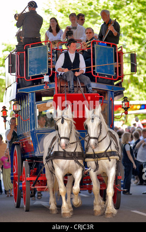 Historical Horse Drawn Carriage during the Annual Dixieland Festival in Dresden, Germany, Saxony, Dresden Stock Photo