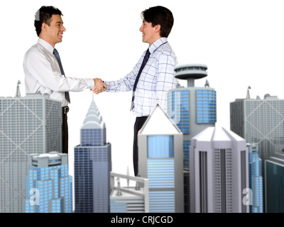 corporate business deal over white with focus on people Stock Photo