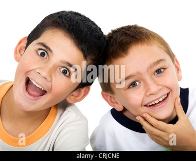 young kids portrait making nonsence Stock Photo