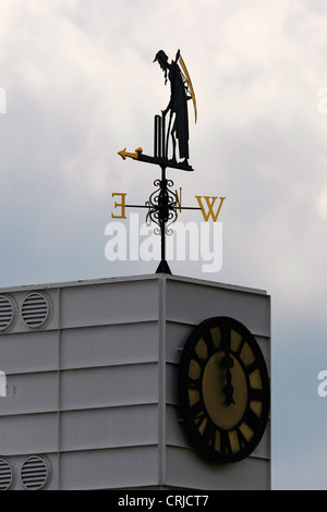 The clock and  the Old Father Time weather vane at Lord's cricket ground. Stock Photo