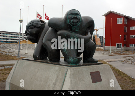 Kaassassuk, Inuit sculpture in Nuuk, Greenland Stock Photo