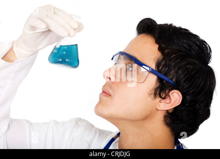 chemist with test tube Stock Photo