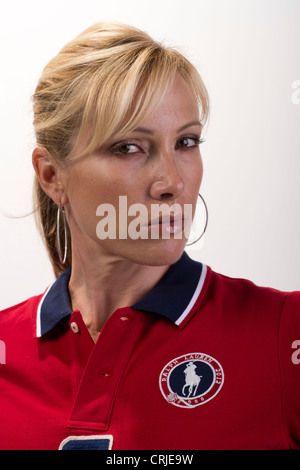 American female road cyclist Dotsie Bausch at the Team USA Media Summit in Dallas, TX in advance of the 2012 London Olympics. Stock Photo